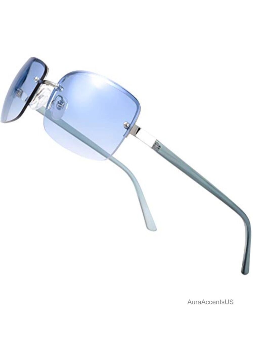 Minimalist Semi-Rimless Rectangular Sunglasses UV400 Gift Box Unisex